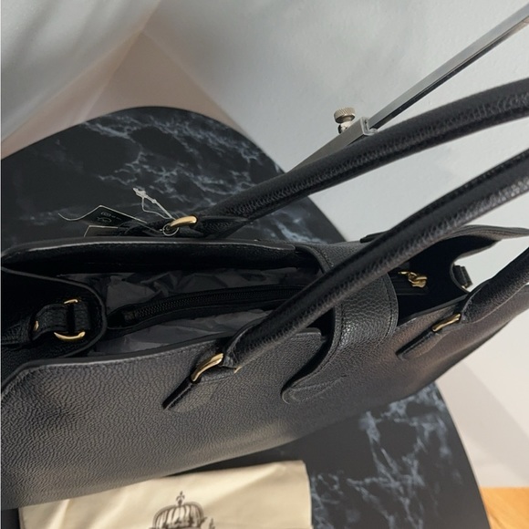 LAUREN RALPH LAUREN Large Bag Leather Black Carryover Laptop Satchel AUTHENTIC - Picture 12 of 16